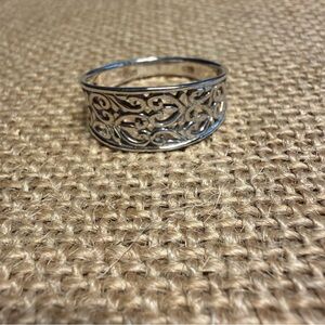Sterling Silver Heart Filigree Ring 9.5